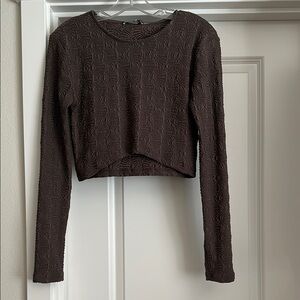 Zara Embossed New with Tags Cocoa Crop Top